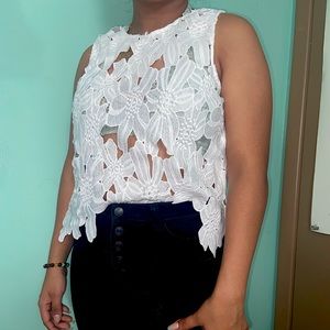 Cute sleeveless see-through top